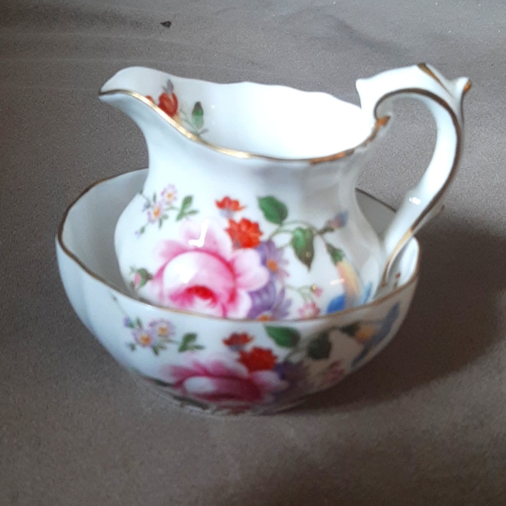 Vintage miniature Derby Posies Cream / Sugar by Royal Crown Derby
